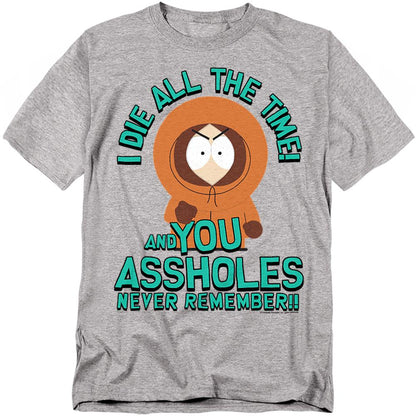 Athletic Heather - Front - South Park Unisex Adult You Assholes Never Remember! T-Shirt