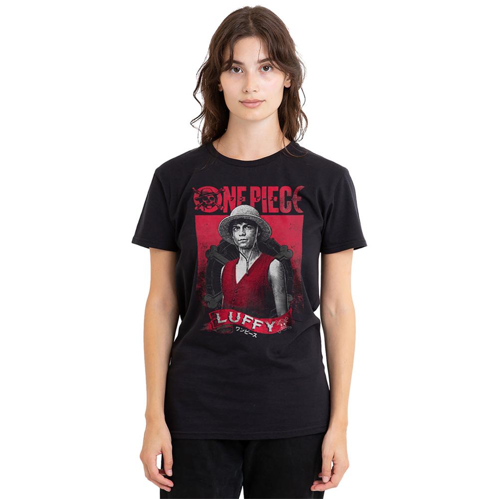 Black - Back - One Piece Womens-Ladies Luffy Etched T-Shirt