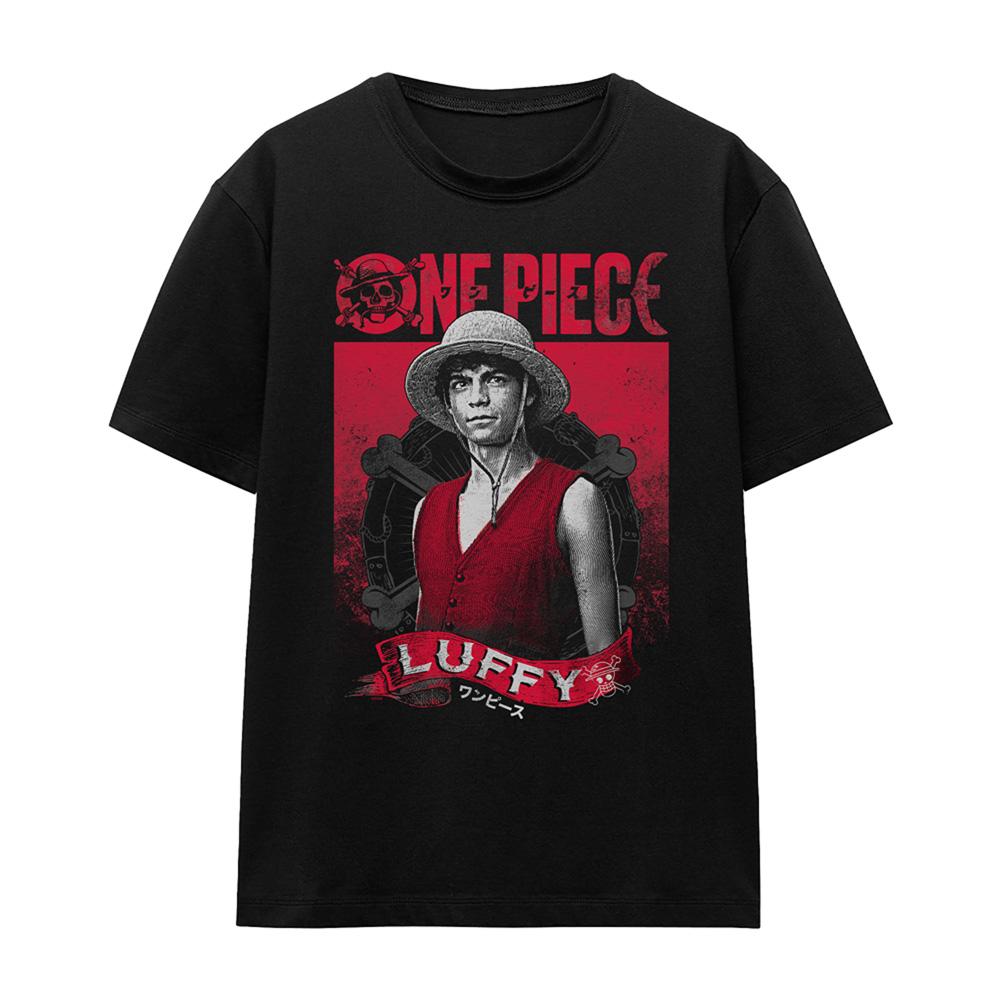 Black - Front - One Piece Womens-Ladies Luffy Etched T-Shirt