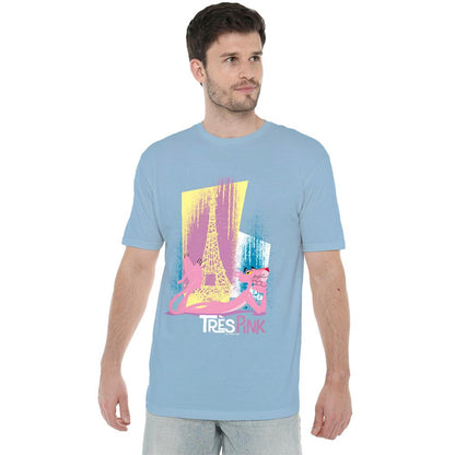 Light Blue - Back - Pink Panther Unisex Adult Tres Pink T-Shirt