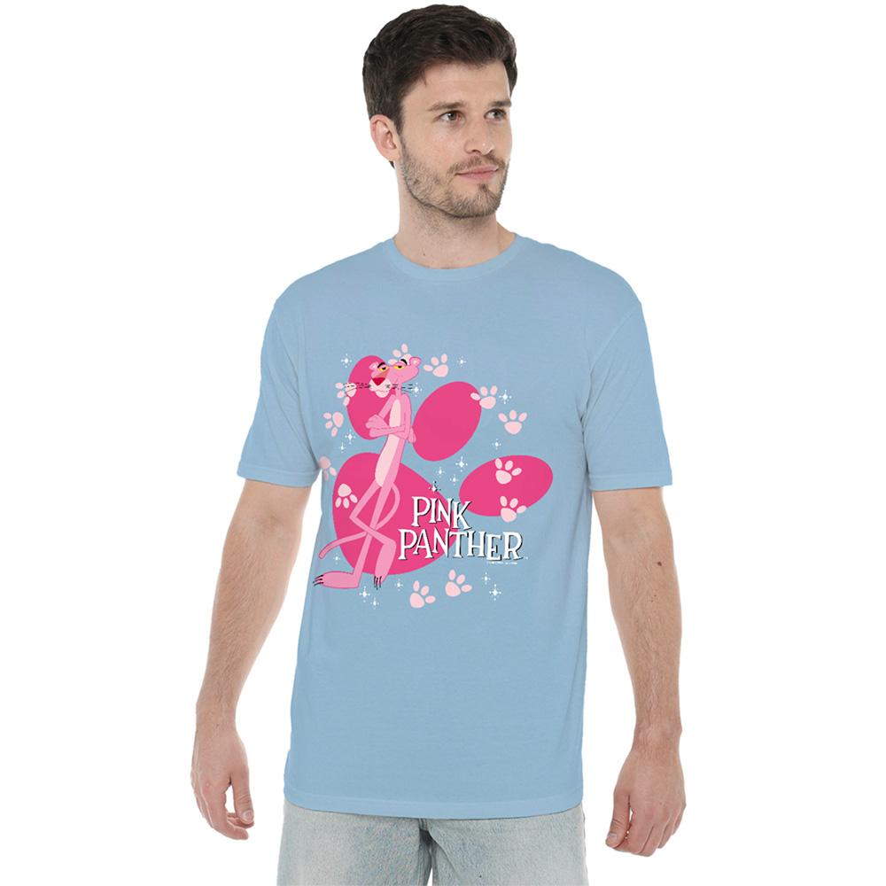 Light Blue - Back - Pink Panther Unisex Adult Walk All Over T-Shirt
