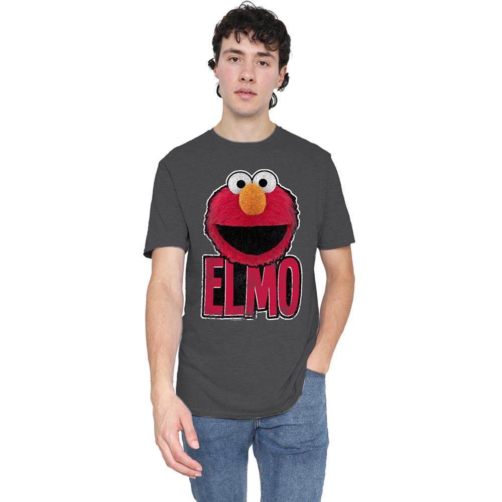 Charcoal - Back - Sesame Street Unisex Adult Elmo Smile T-Shirt