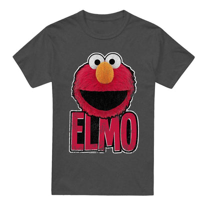 Charcoal - Front - Sesame Street Unisex Adult Elmo Smile T-Shirt