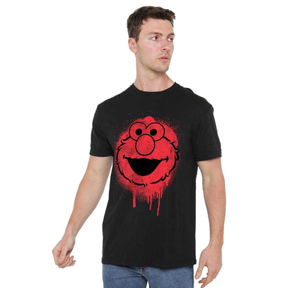 Black - Side - Sesame Street Unisex Adult Elmo Graffiti T-Shirt