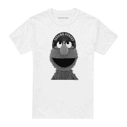 White - Front - Sesame Street Unisex Adult Lee Elmo T-Shirt