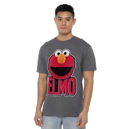 Charcoal - Side - Sesame Street Unisex Adult Elmo Smile T-Shirt