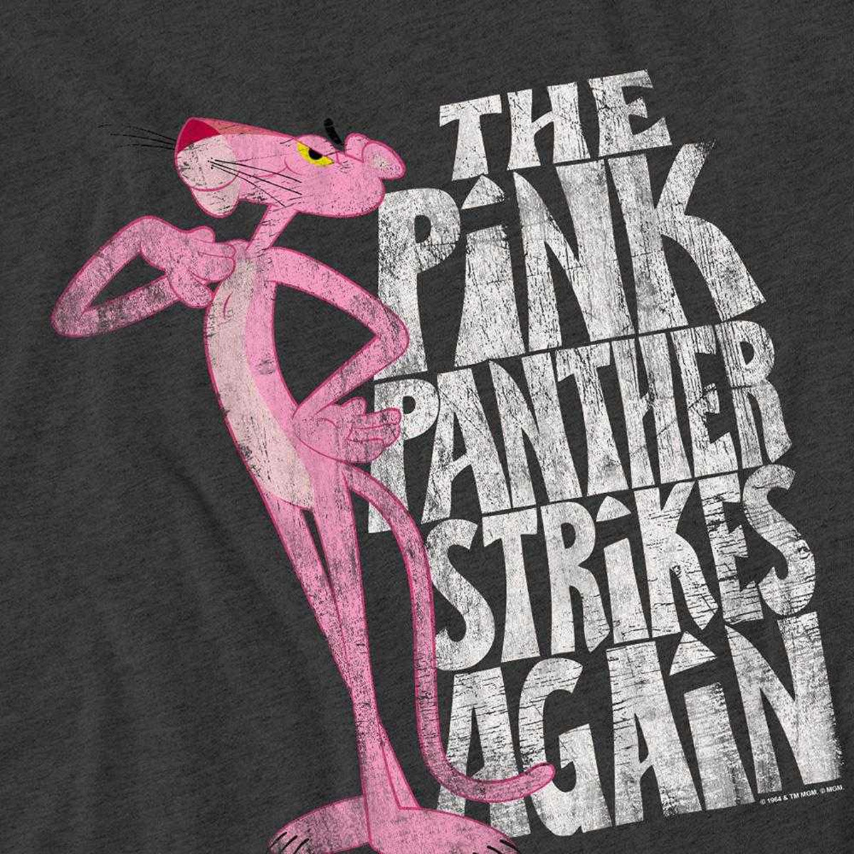 Charcoal - Pack Shot - Pink Panther Unisex Adult Strikes Again T-Shirt