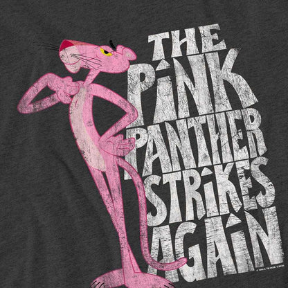 Charcoal - Pack Shot - Pink Panther Unisex Adult Strikes Again T-Shirt