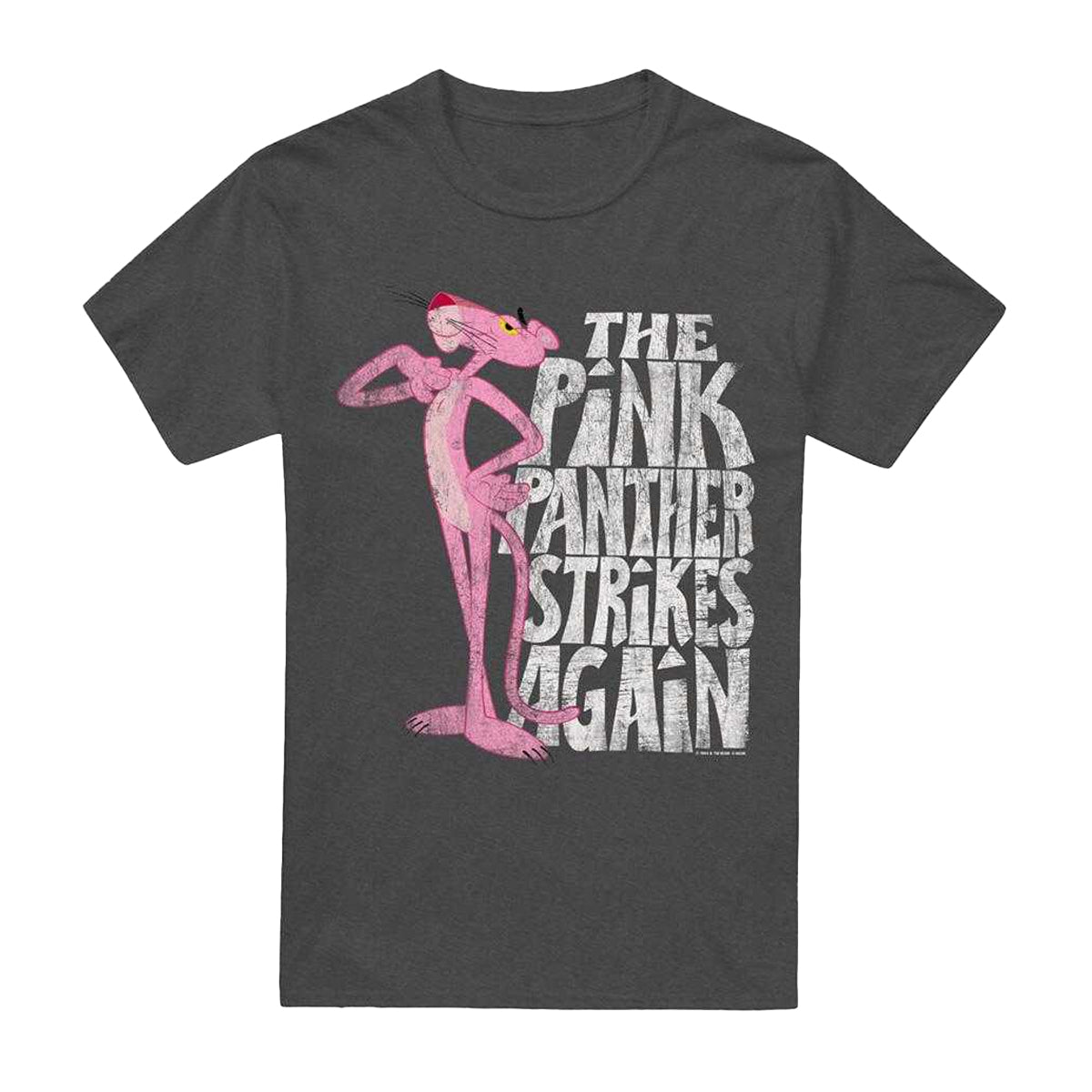 Charcoal - Front - Pink Panther Unisex Adult Strikes Again T-Shirt