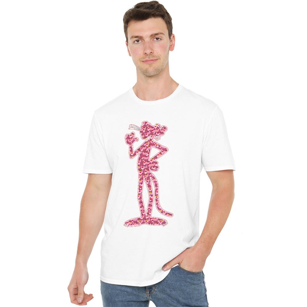 White - Side - Pink Panther Unisex Adult Heads T-Shirt