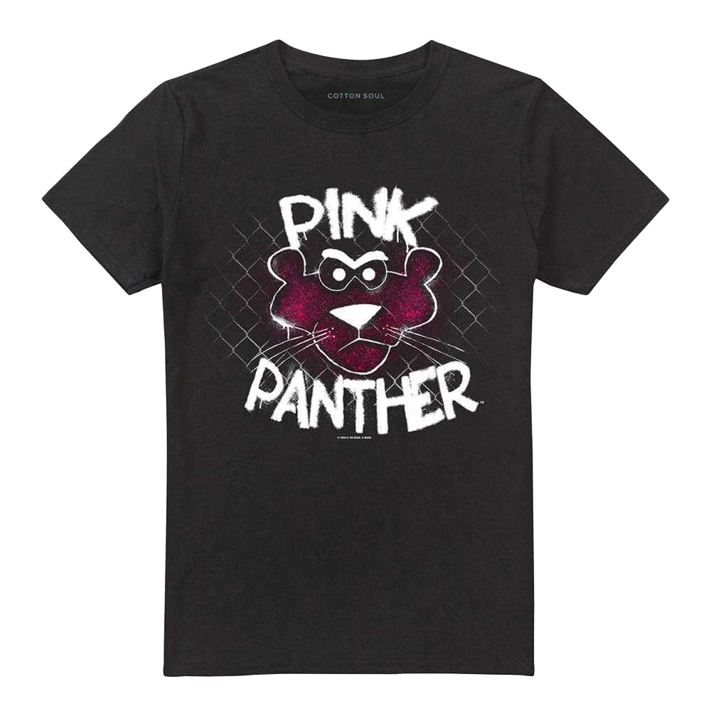 Black - Front - Pink Panther Unisex Adult Spray T-Shirt