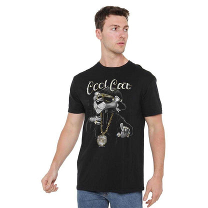 Black - Side - Pink Panther Unisex Adult Cool Cat T-Shirt
