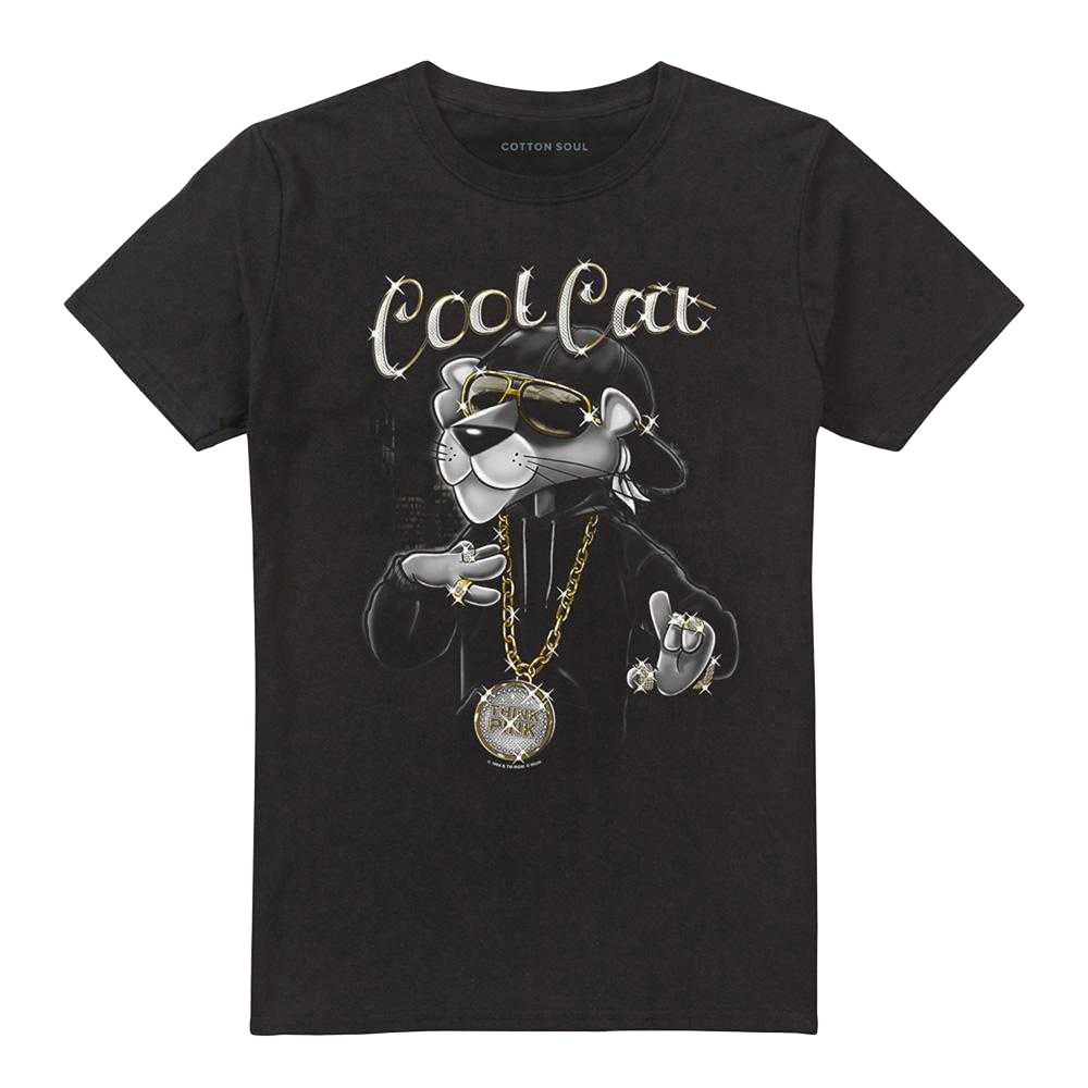 Black - Front - Pink Panther Unisex Adult Cool Cat T-Shirt