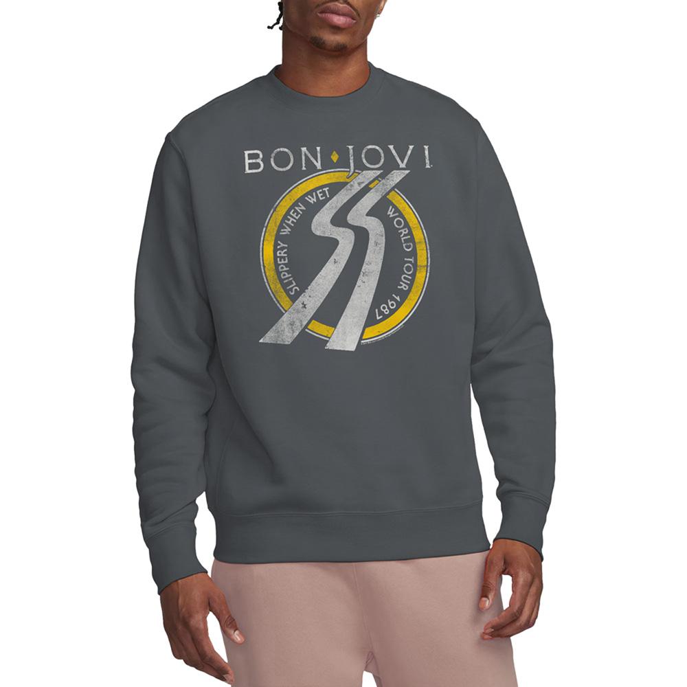 Charcoal - Lifestyle - Bon Jovi Unisex Adult Slippery When Wet World Tour Sweatshirt