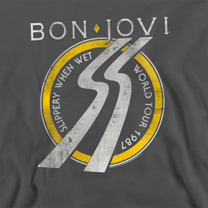 Charcoal - Side - Bon Jovi Unisex Adult Slippery When Wet World Tour Sweatshirt