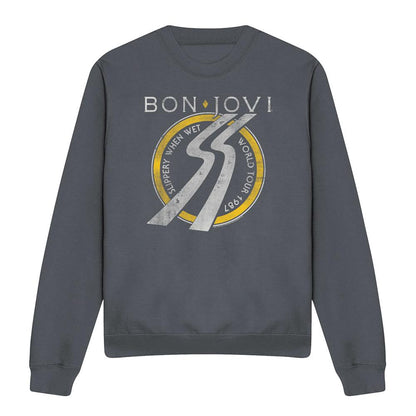 Charcoal - Front - Bon Jovi Unisex Adult Slippery When Wet World Tour Sweatshirt