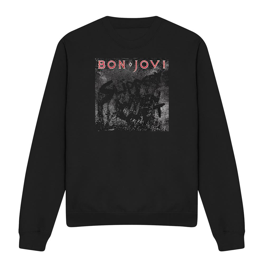 Black - Front - Bon Jovi Unisex Adult Slippery When Wet Sweatshirt