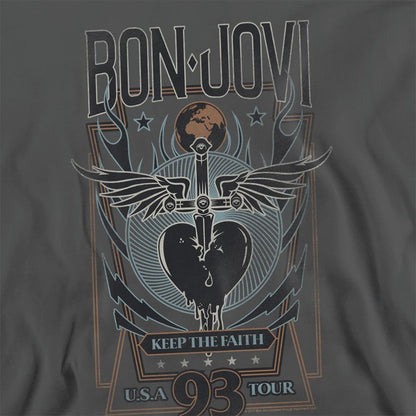 Charcoal - Side - Bon Jovi Unisex Adult Keep The Faith Sweatshirt