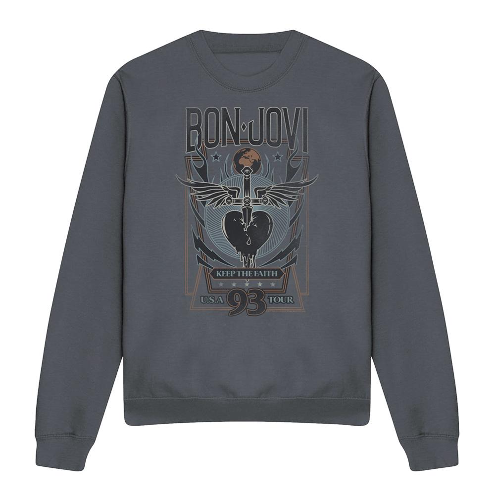 Charcoal - Front - Bon Jovi Unisex Adult Keep The Faith Sweatshirt