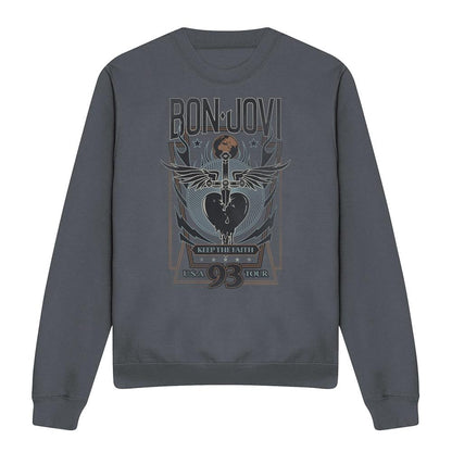 Charcoal - Front - Bon Jovi Unisex Adult Keep The Faith Sweatshirt