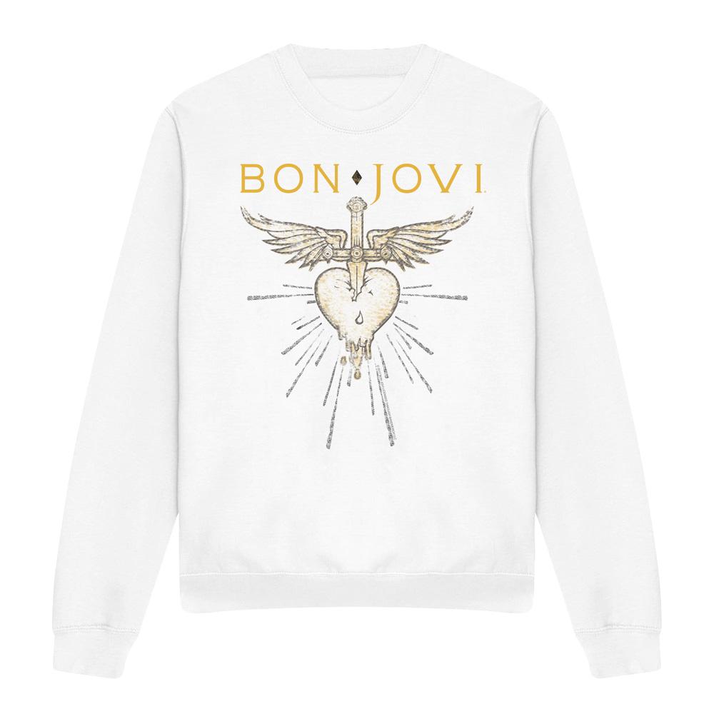 White - Front - Bon Jovi Unisex Adult Greatest Hits Sweatshirt