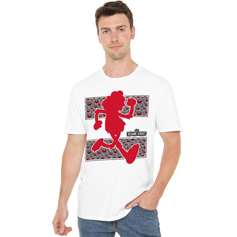 White - Lifestyle - Sesame Street Unisex Adult Runs Elmo T-Shirt