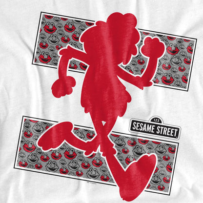 White - Side - Sesame Street Unisex Adult Runs Elmo T-Shirt