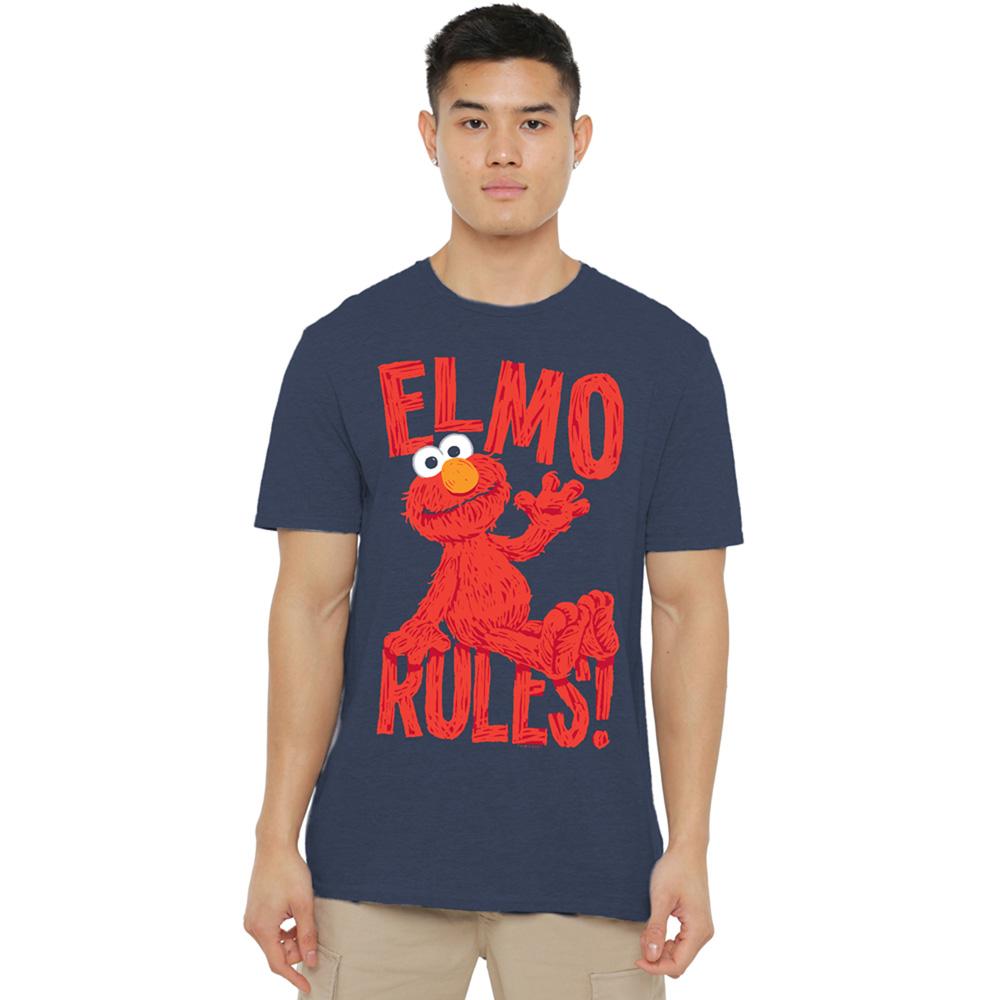 Navy - Lifestyle - Sesame Street Unisex Adult Rules Elmo Heather T-Shirt