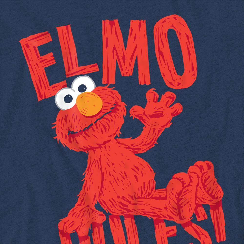 Navy - Side - Sesame Street Unisex Adult Rules Elmo Heather T-Shirt