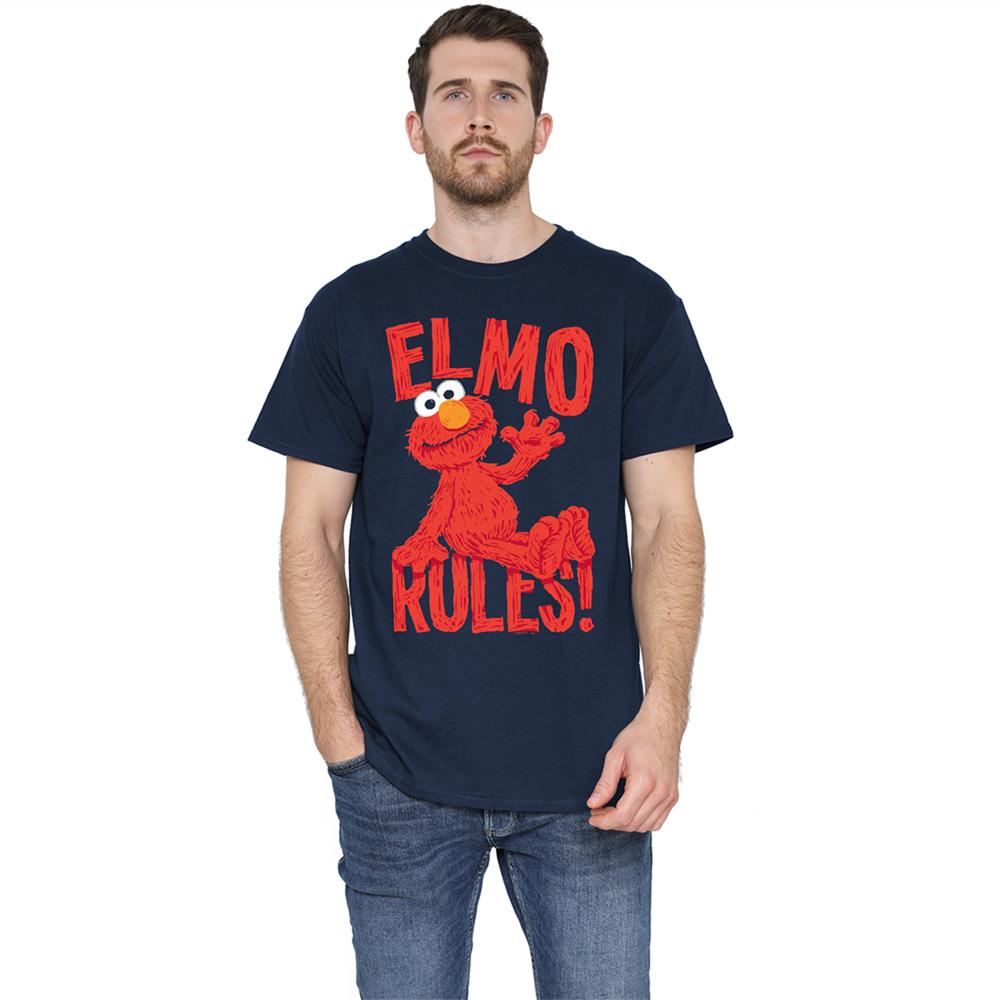 Navy - Lifestyle - Sesame Street Unisex Adult Rules Elmo T-Shirt