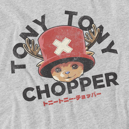 Heather Grey - Side - One Piece Unisex Adult Tony Tony Chopper Face Back Print T-Shirt