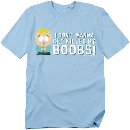 Light Blue - Front - South Park Unisex Adult Killed By Boobs T-Shirt