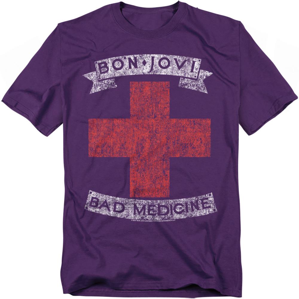 Purple - Front - Bon Jovi Unisex Adult Bad Medicine T-Shirt