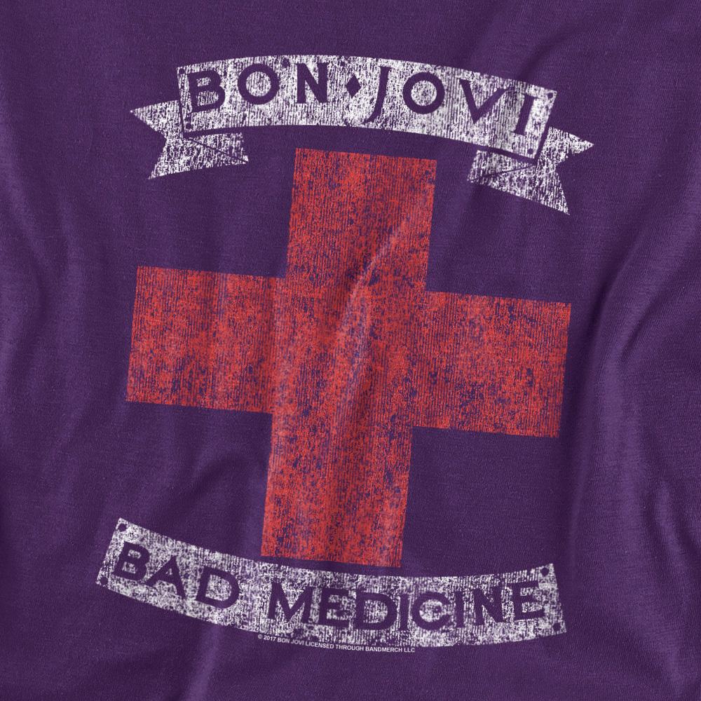 Purple - Side - Bon Jovi Unisex Adult Bad Medicine T-Shirt