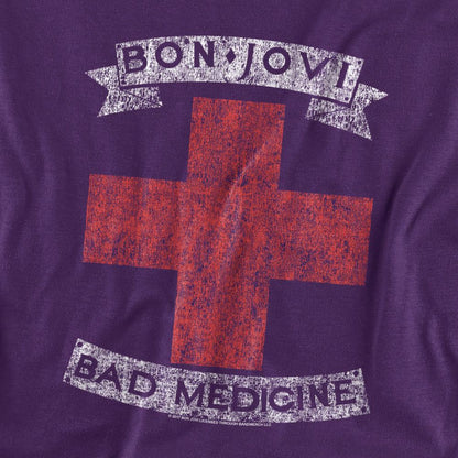 Purple - Side - Bon Jovi Unisex Adult Bad Medicine T-Shirt