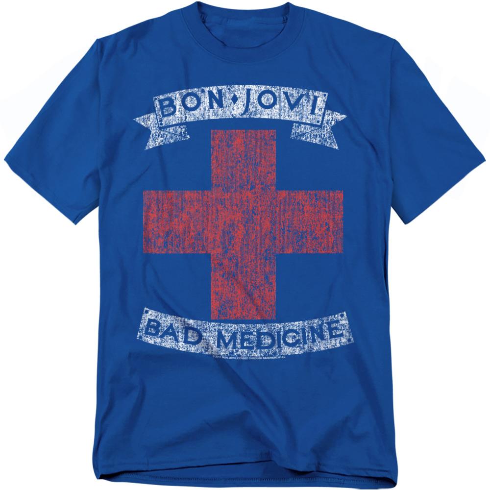 Royal Blue - Front - Bon Jovi Unisex Adult Bad Medicine T-Shirt