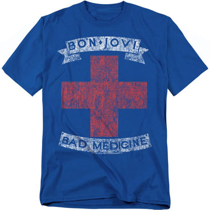 Royal Blue - Front - Bon Jovi Unisex Adult Bad Medicine T-Shirt