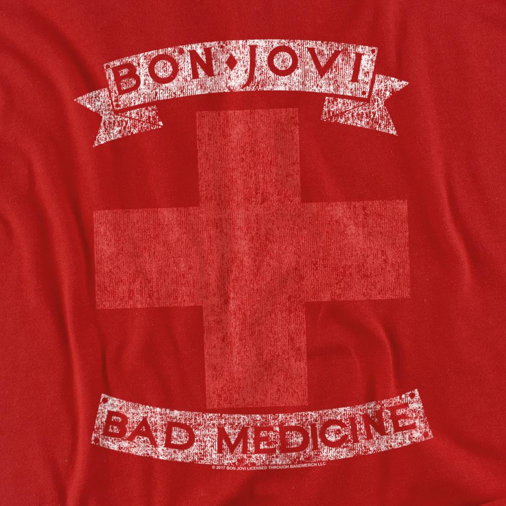 Red - Side - Bon Jovi Unisex Adult Bad Medicine T-Shirt