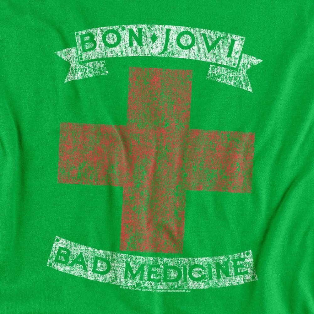 Kelly Green - Side - Bon Jovi Unisex Adult Bad Medicine T-Shirt