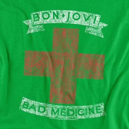 Kelly Green - Side - Bon Jovi Unisex Adult Bad Medicine T-Shirt