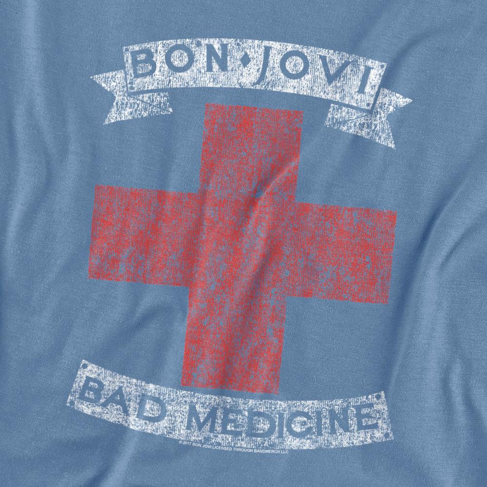 Carolina Blue - Side - Bon Jovi Unisex Adult Bad Medicine T-Shirt