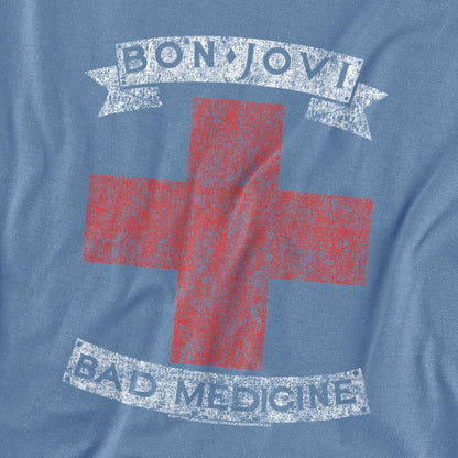 Carolina Blue - Side - Bon Jovi Unisex Adult Bad Medicine T-Shirt