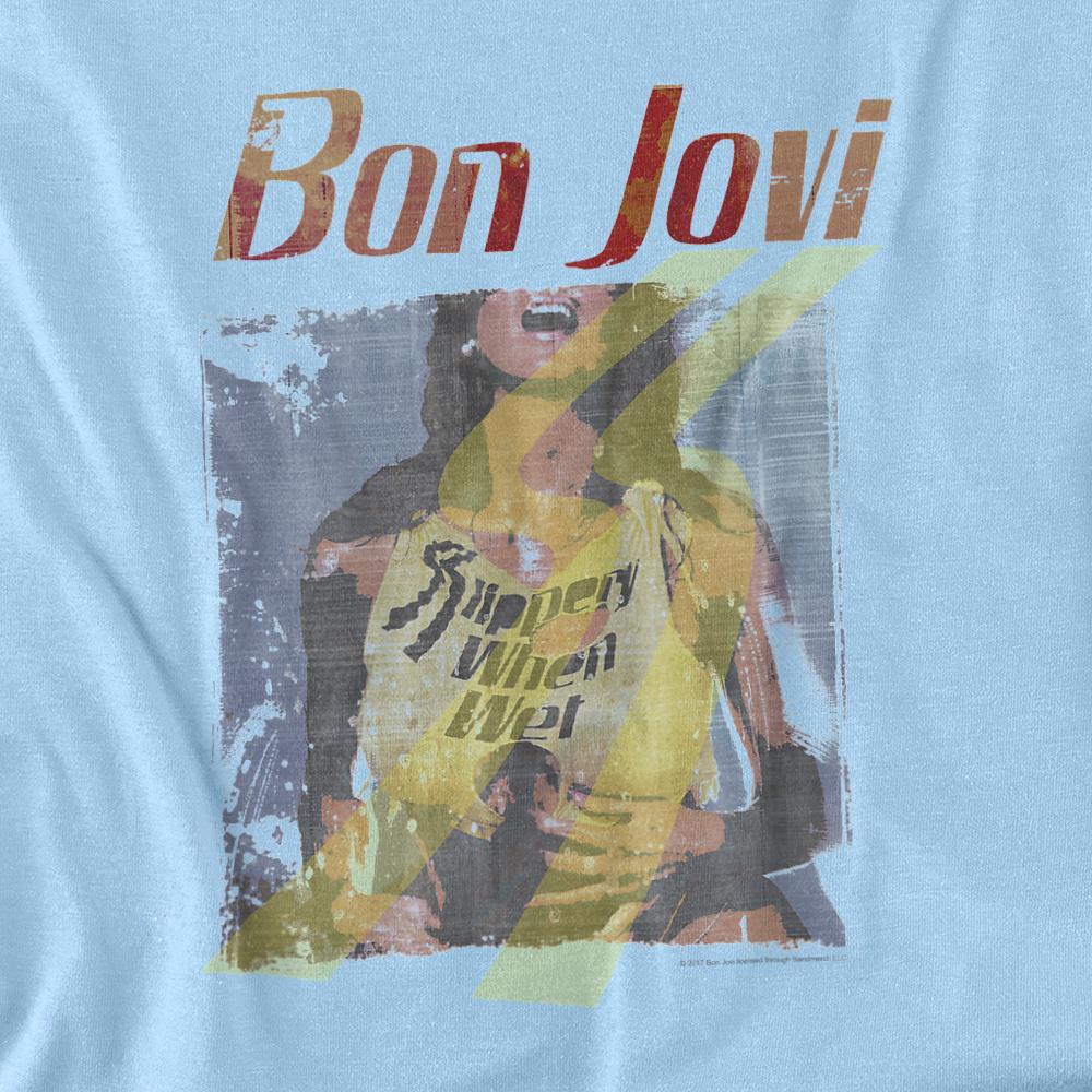 Light Blue - Side - Bon Jovi Unisex Adult Slippery When Wet T-Shirt