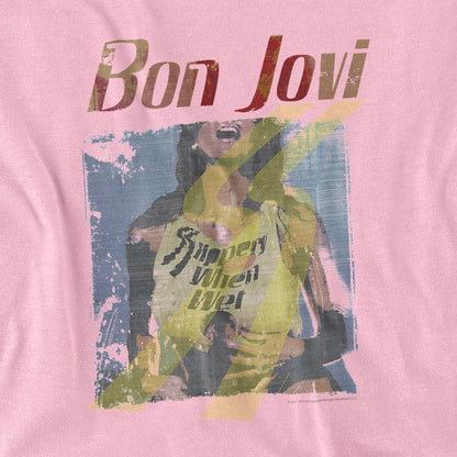 Pink - Side - Bon Jovi Unisex Adult Slippery When Wet T-Shirt
