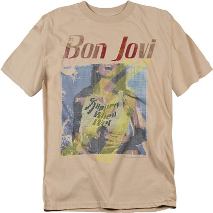 Sand - Front - Bon Jovi Unisex Adult Slippery When Wet T-Shirt