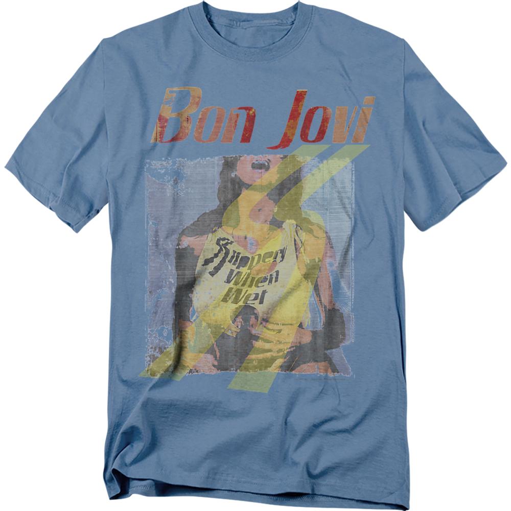 Carolina Blue - Front - Bon Jovi Unisex Adult Slippery When Wet T-Shirt