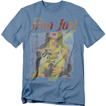 Carolina Blue - Front - Bon Jovi Unisex Adult Slippery When Wet T-Shirt