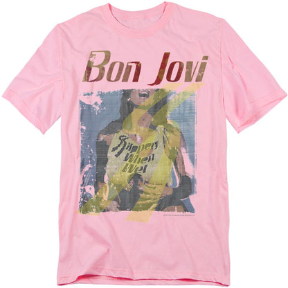 Pink - Front - Bon Jovi Unisex Adult Slippery When Wet T-Shirt
