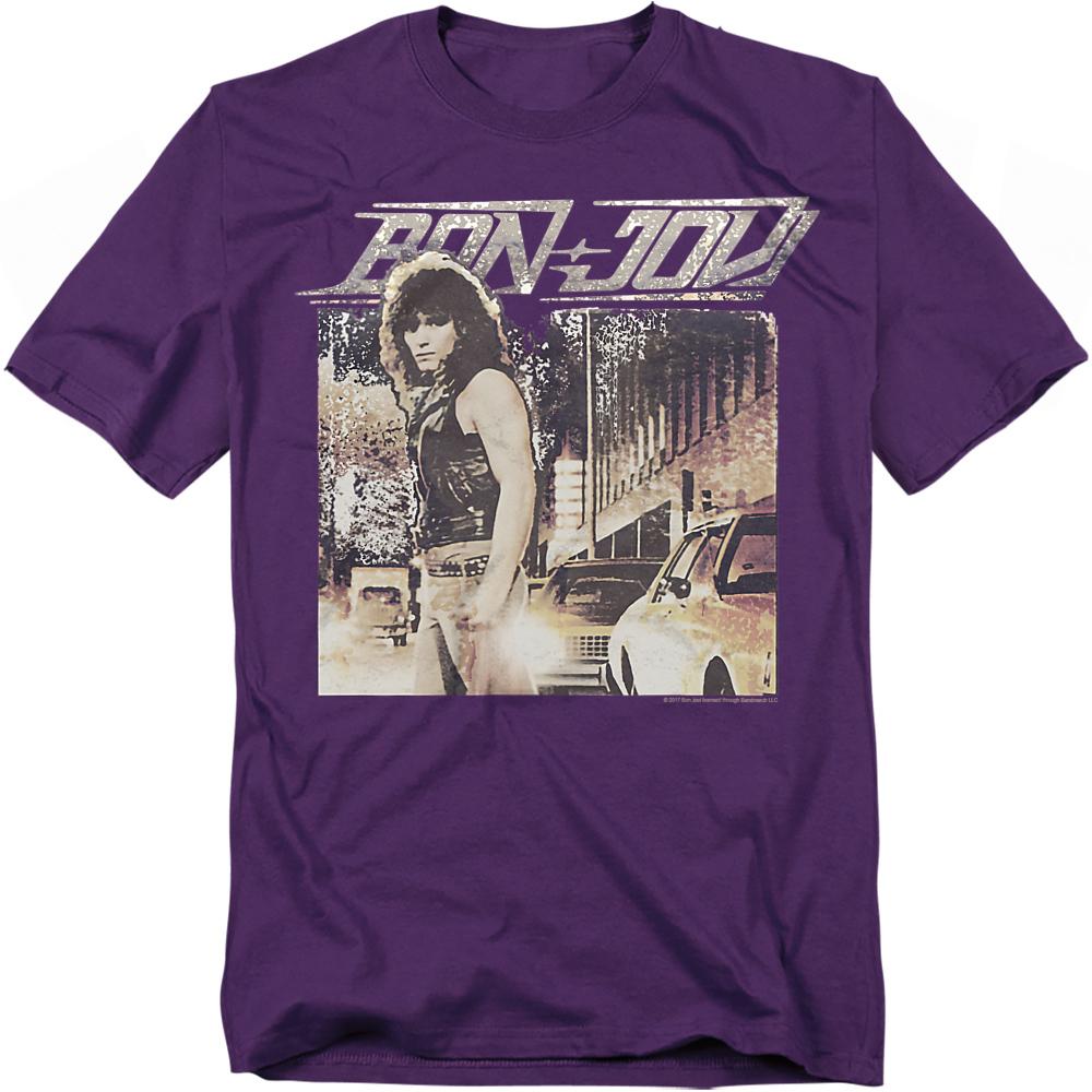 Purple - Front - Bon Jovi Unisex Adult Runaway T-Shirt
