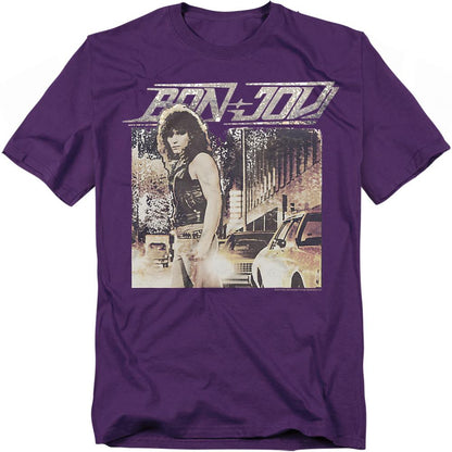 Purple - Front - Bon Jovi Unisex Adult Runaway T-Shirt